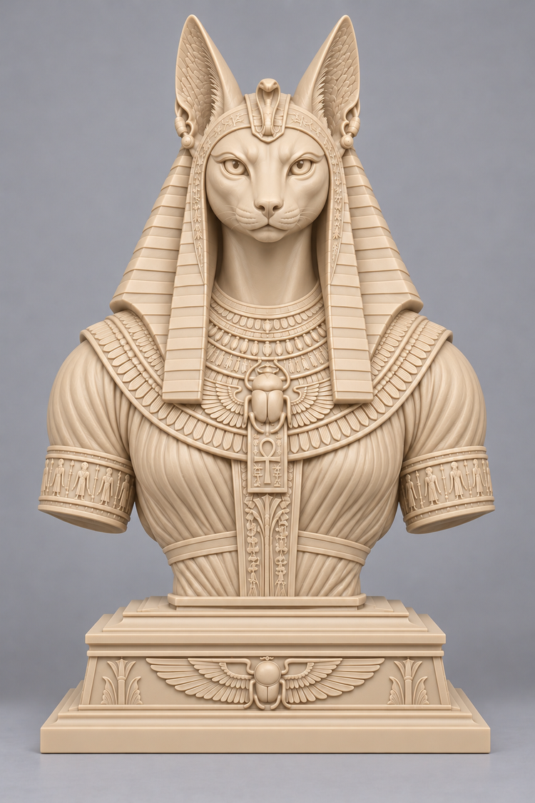Buste de Bastet sur socle imprimer en 3D