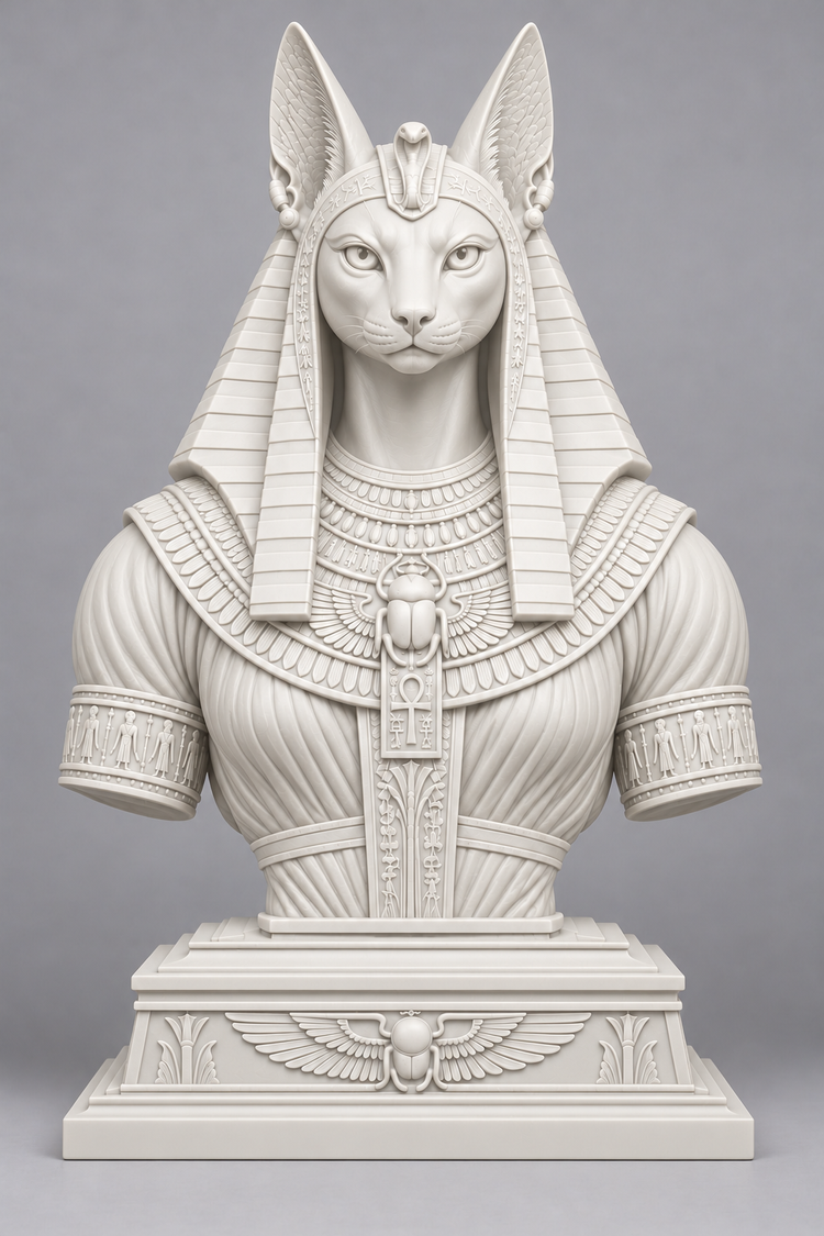 Buste de Bastet sur socle imprimer en 3D