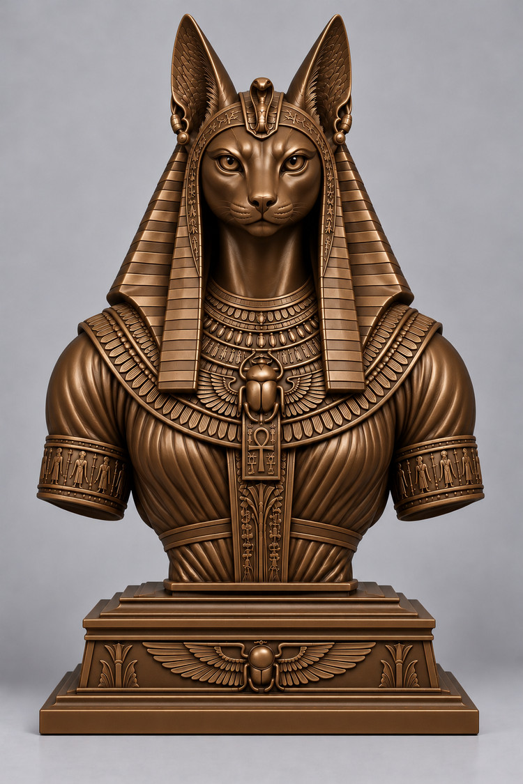 Buste de Bastet sur socle imprimer en 3D
