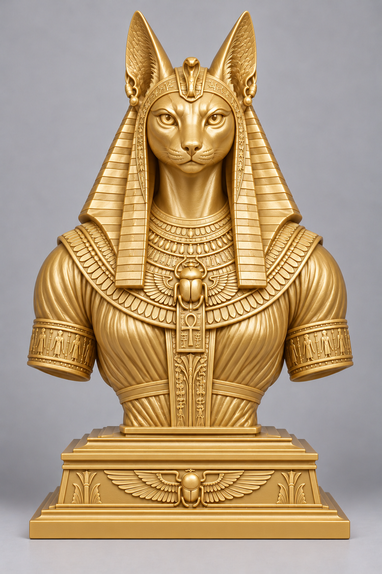 Buste de Bastet sur socle imprimer en 3D