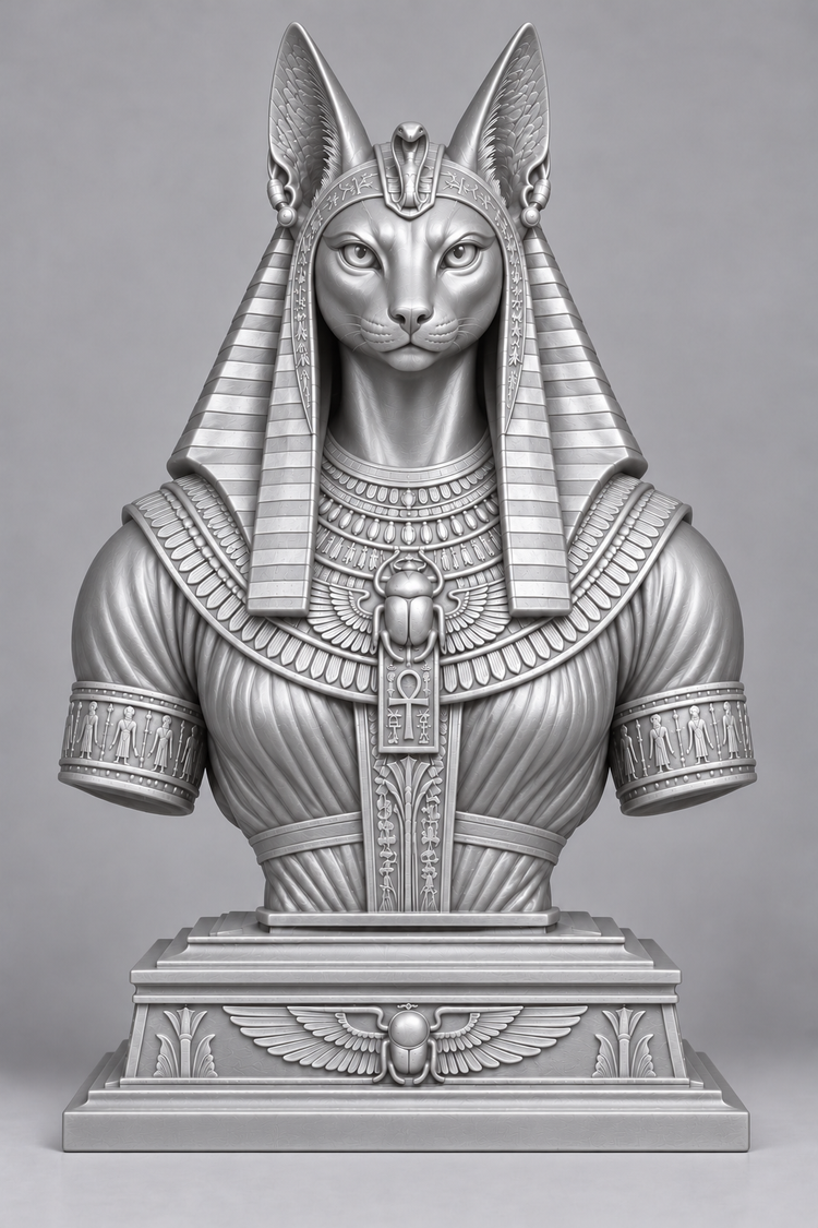 Buste de Bastet sur socle imprimer en 3D